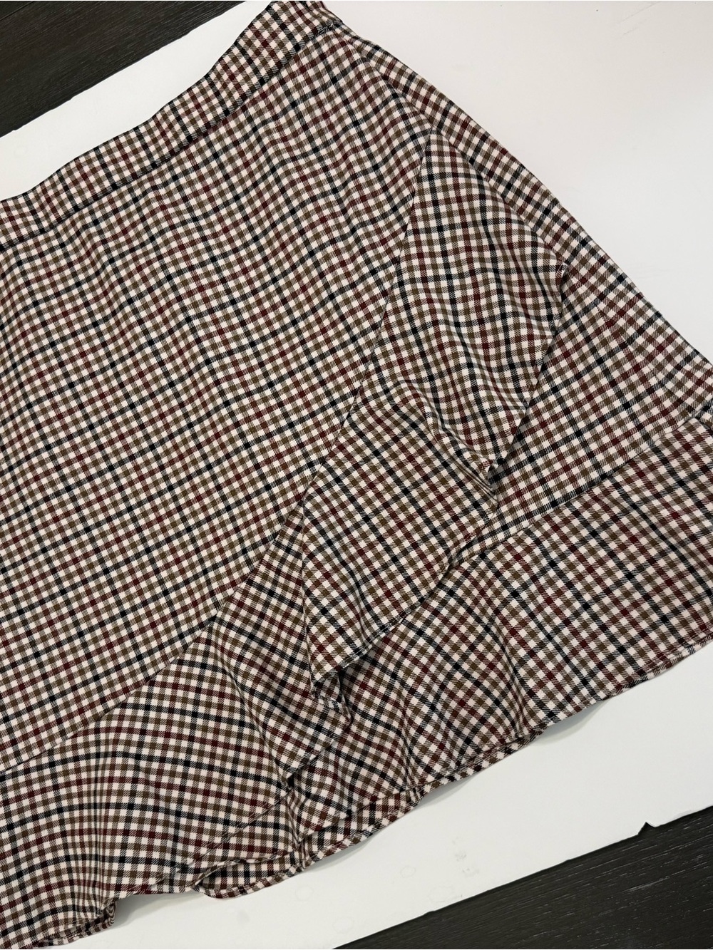 Brooks Brothers Gingham Mini Skirt in Brown, Black & White - Picture 3 of 10